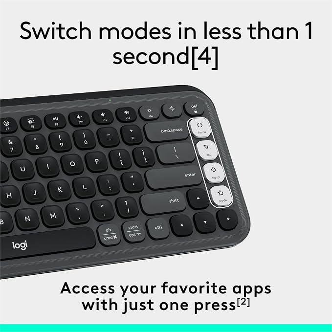 Logitech POP ICON Keys Wireless Bluetooth Keyboard - Graphite and White | Comfortable typing, programmable keys, easy-switch for up to 3 devices, for laptop, tablet, and PC - Image 5