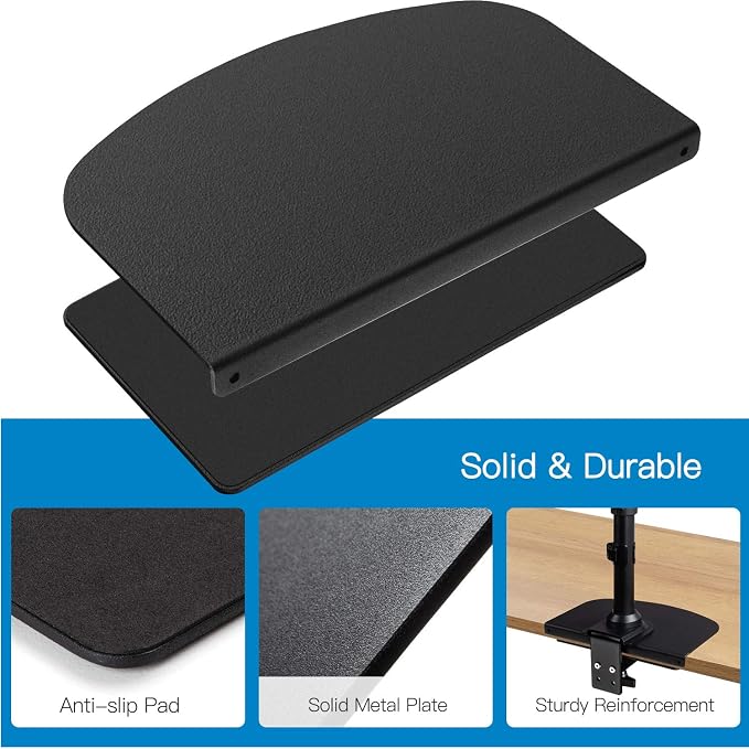HUANUO Steel Monitor Mount Reinforcement Plate for Thin, Glass and Other Fragile Tabletop, Steel Bracket Plate Fits Most Monitor Stand C Clamp Installation - Image 5