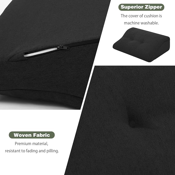 baibu Patented Dual-Layer Memory Foam Lumbar Pillow for Recliner, Black | Ergonomic back support for recliners, sofas, and gaming chairs with a removable machine-washable cover for easy care. - Image 6