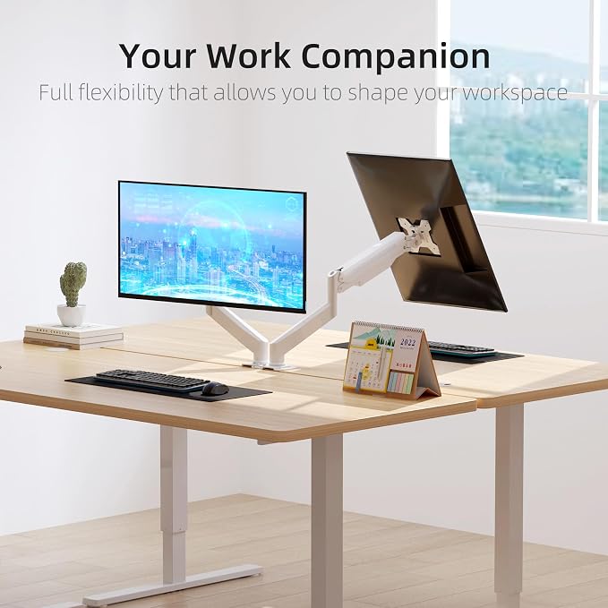 Suptek Dual Monitor Mount Stand-Height Adjustable Gas Spring Monitor Arm Desk Mount for 2 Monitor Screens 17 to 32 inches - Each Arm Holds up to 22lbs,White(MD8SPW) - Image 4