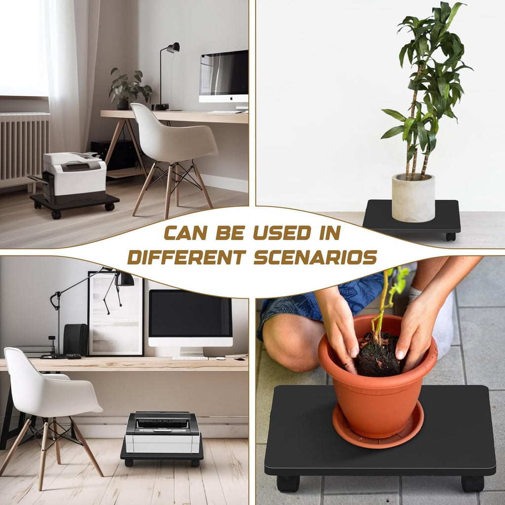 Beeveer 1 Pcs Black Under Desk Printer Stand 13.8 x 11.8 x 2.4 Inches - Image 4