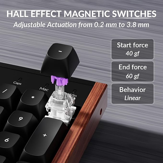Keychron K10 HE Full-Size Hall Effect Keyboard Wireless, Rapid Trigger | Hot-Swappable Magnetic Switches Adjustable Actuation 2.4 GHz Bluetooth USB-C PBT Keycaps QMK Custom RGB Aluminum Wood Frame - Image 4