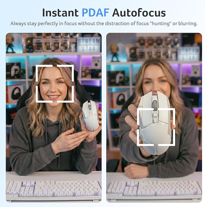 Acer A640 4K Webcam with AI Noise Canceling Mic for Streaming Meetings | Sony 1/2.8" Sensor, PDAF Autofocus, 2K 1080P/60fps, A to C Adapter, Computer Camera for switch 2 Camera Teams Zoom Facetime - Image 5