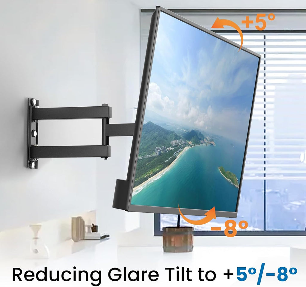 TV Wall Mount for Most 14-60 Inch TVs, Full Motion TV Mount with Perfect Center Design, Extension Tilt Swivel TV Mount Articulating Mount Max 400x400mm - Image 2
