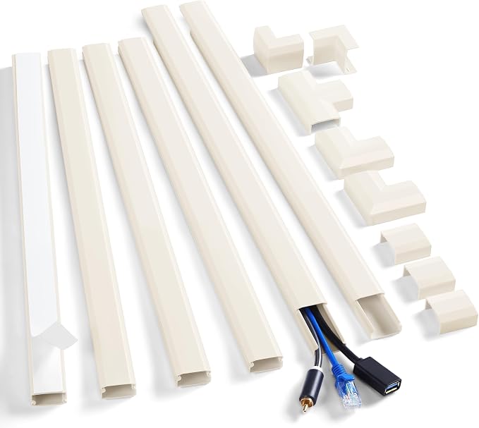 ZhiYo Cord Cover Wall Kit, 94.5in Cord Hider Wall Mounted TV, Wire Covers for Cords, Paintable Wire Hiders for TV On Wall, TV Cable Hider Wall Kit, Wall Cord Concealer, 6 x L15.7in W0.98 H0.5in, Beige by ZhiYo