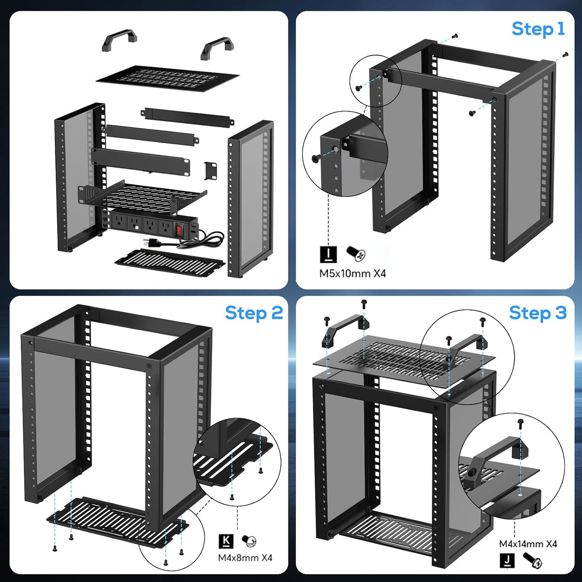 10Inch Mini Server Rack,6U Network Rack with Rack PDU Power - Image 6
