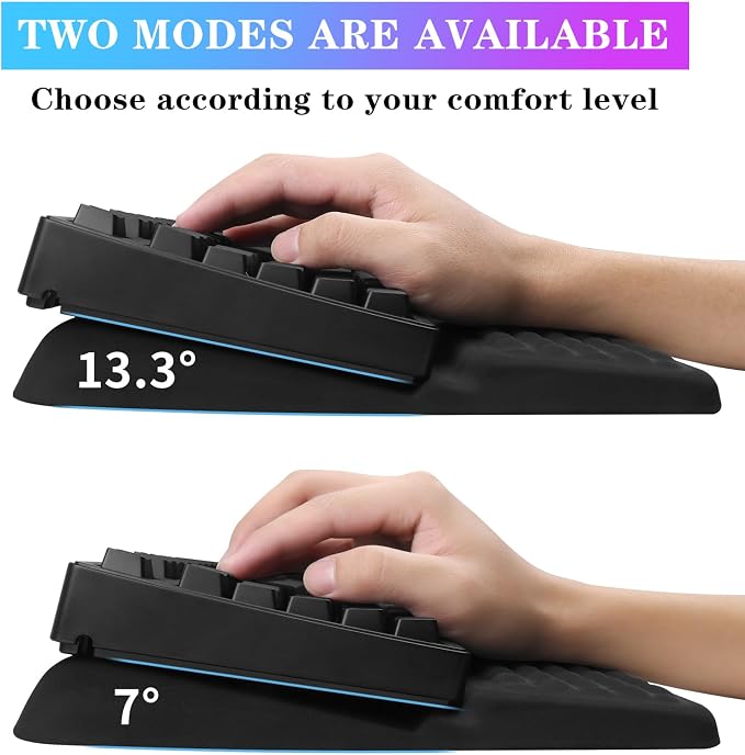 Computer Keyboard Stand with Wrist Rest, Ergonomic Tilted Keyboard Holder - Keyboard Riser with Wrist Pad - Keyboard Tray Support for Office Home - Black - Image 2