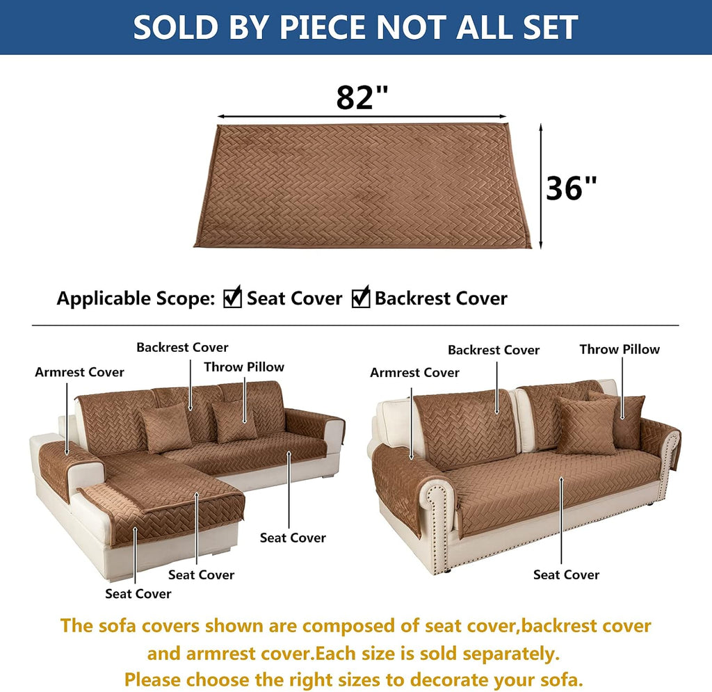 Velvet Sectional Couch Covers for Dogs,Brown,1PC,36''x82'' - Image 5