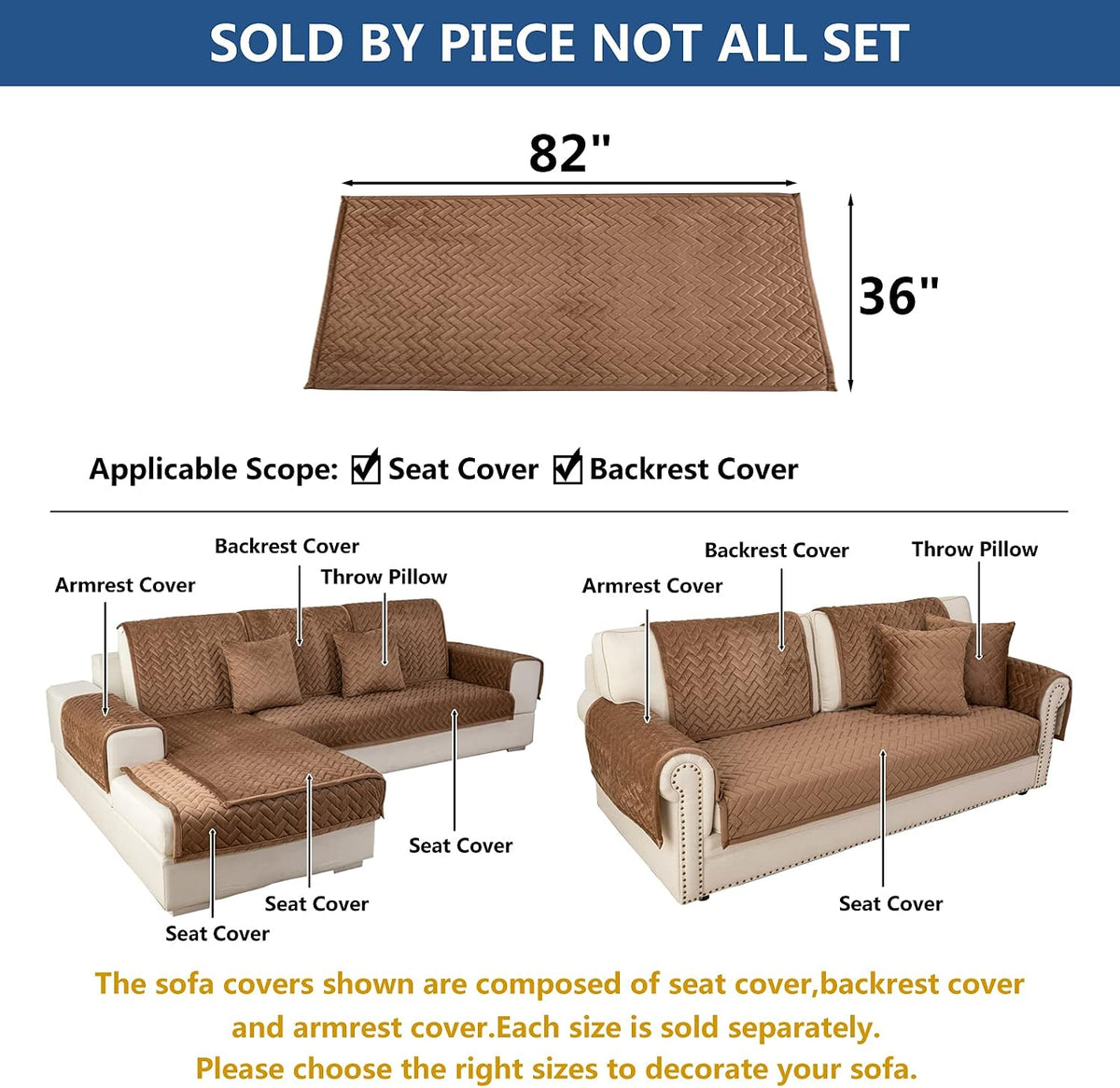 Velvet Sectional Couch Covers for Dogs,Brown,1PC,36''x82'' - Image 5