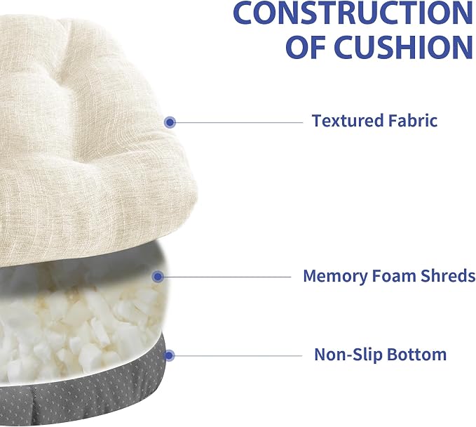 IPYNBAP Chair Cushions Set of 4, 4" Outdoor & Indoor Seat Cushions with Ties, Non Slip, Memory Foam Chair Pads for Dining, Kitchen, Office, Patio Furnitures, 15.5" x 15.5", Beige - Image 3