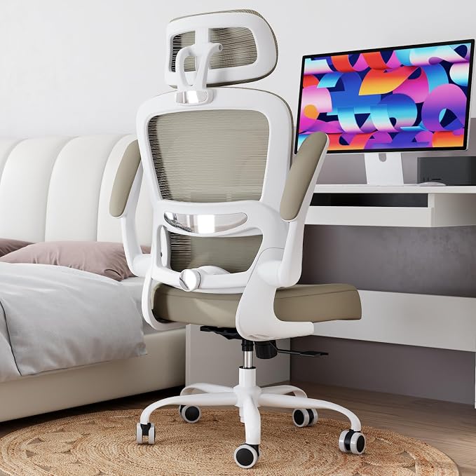 TRALT Office Chair Ergonomic Desk Chair - Gaming Chair with Lumbar Support | 330 LBS Home Office Desk Chairs with Headrest, Reading Chair with Flip-up Armrests, Comfortable Computer Chairs (1, Khaki) - Image 9