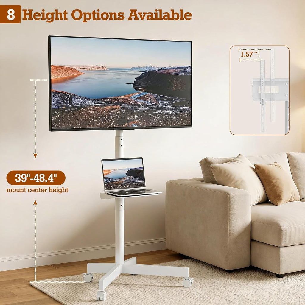 Mobile TV Stand with Wheels for 23-60 Inch Flat Curved TVs - Image 2