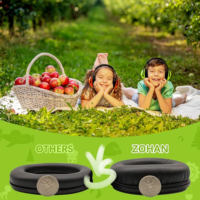 ZOHAN Kids Ear Protection 2 Pack, 25dB NRR Noise Cancelling Headphones for Kids, with Pillowy Pads, for Monster Truck, School, Autism, Sensory, Fireworks, Concerts, Events (Orange+Green) - Image 4