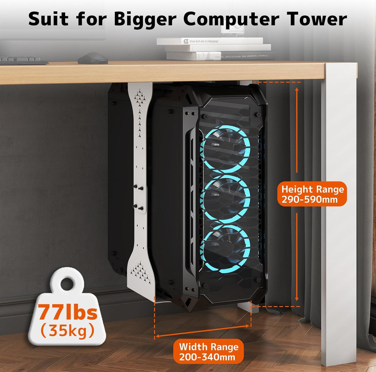 PUTORSEN Under Desk PC Mount, 7.9-13.4’’ Width Range, up to 77 lbs - Image 2