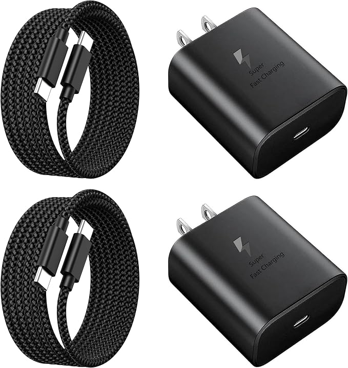 45W Super Fast Charger USB C 3.0 with Type C Charging Nylon Braided Cable Compatible with Samsung Charger Fast Charging Cord for Galaxy S25 Ultra/S24/S23/S22 by JPEOAYBI