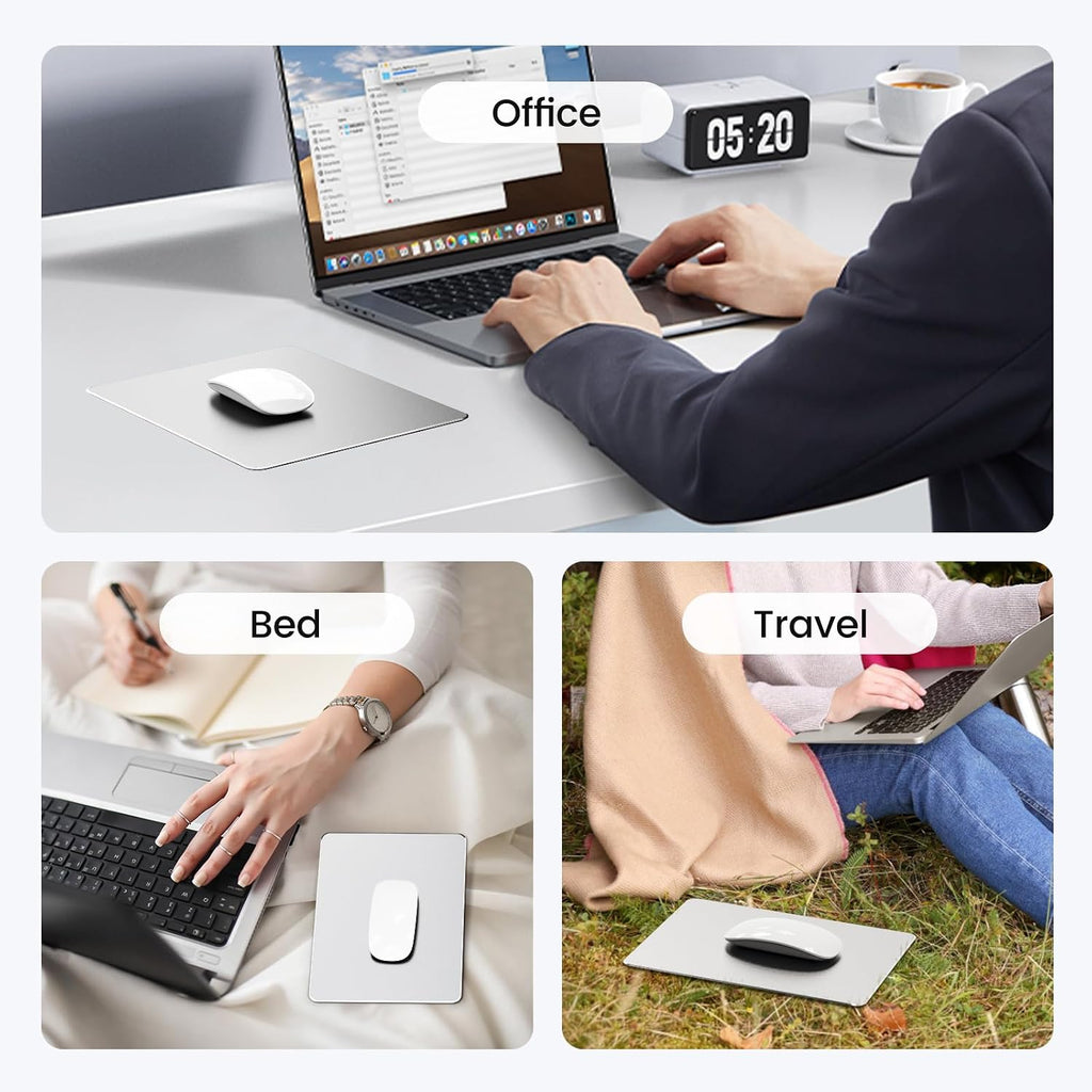 HONKID Metal Aluminum Mouse Pad for Magic Mouse 9.45 X 7.87 Inch Silver - Image 4