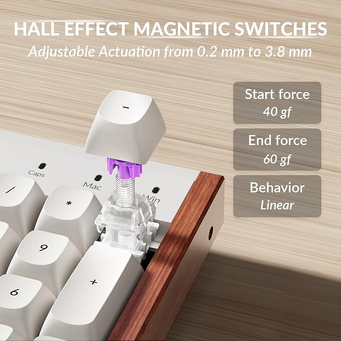 Keychron K10 HE Full-Size Hall Effect Keyboard Wireless, Rapid Trigger | Hot-Swappable Magnetic Switches Adjustable Actuation 2.4 GHz Bluetooth USB-C PBT Keycaps QMK Custom RGB Aluminum Wood Frame - Image 4