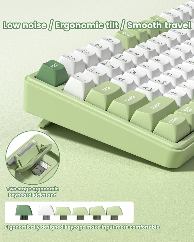 Womier DK75 75% Wireless Gaming Keyboard, RGB Backlit Creamy Keyboard with Media Knob, OLED Screen, Tri-Mode 2.4GHz/USB-C/BT5.0, Anti-Ghosting No-Conflict Silent Membrane Keyboard for MAC Windows - Image 8
