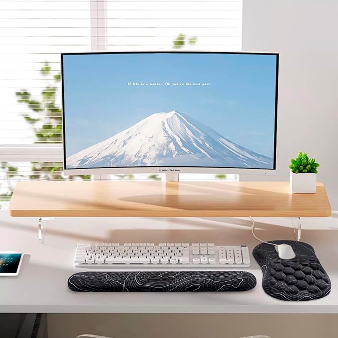 Mouse Pad Wrist Support, Laokiiy 2 in1 Keyboard Wrist Rest+ Ergonomic Mouse Pad, Non-Slip Wrist Rest for Computer Keyboard, Made Easy Typing & Relieve Wrist Pain(Black White) - Image 6