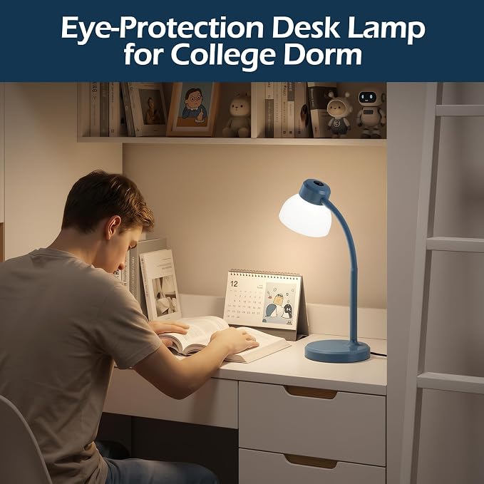 Desk Lamps for Home Office,Small LED Reading Lamp,5000K Eye-Care Desk Light | Desk Lamps for College Dorm, Kids Study Table, Bedroom , Flexible Gooseneck, Compact Small Table Lamp, Space-Saving Design - Image 4