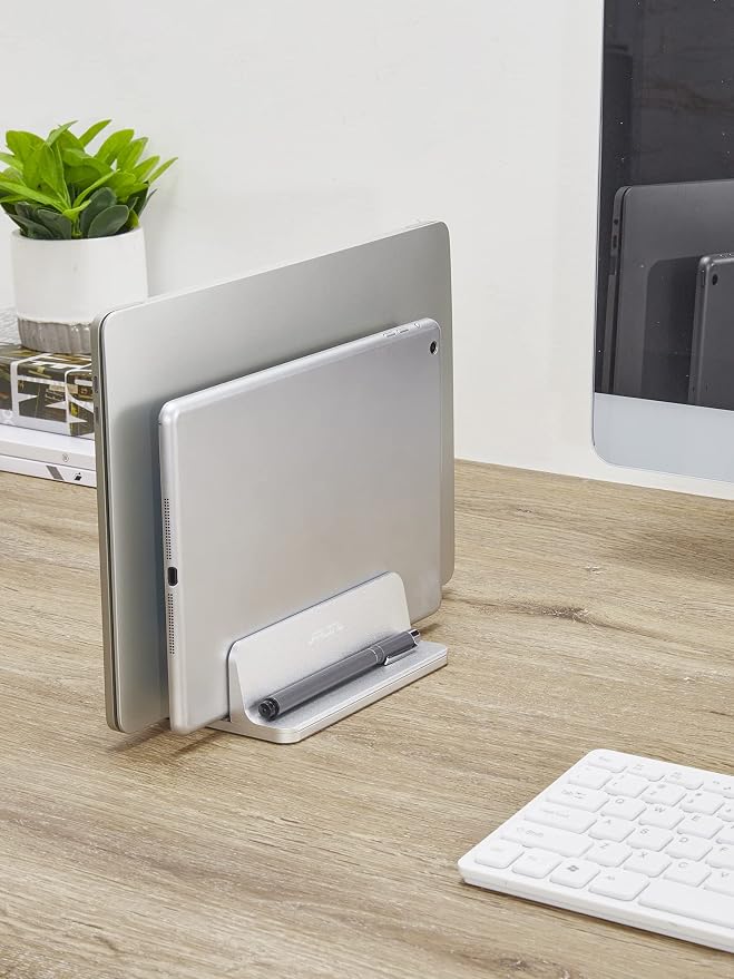 JARLINK Double Vertical Laptop Stand, Adjustable Aluminum Desk Dock, Black | Vertical Laptop Holder Fits up to 17.3" Notebooks, Space-saving Desktop Organizer for MacBook, Surface, Dell & Gaming Laptops - Image 5