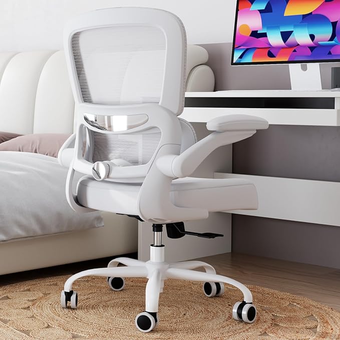 TRALT Office Chair - Ergonomic Desk Chair with Adjustable Lumbar Support, Mesh Computer Chair, Executive Chair for Home Office Comfortable Lumbar Support (1, Cloud White) - Image 9