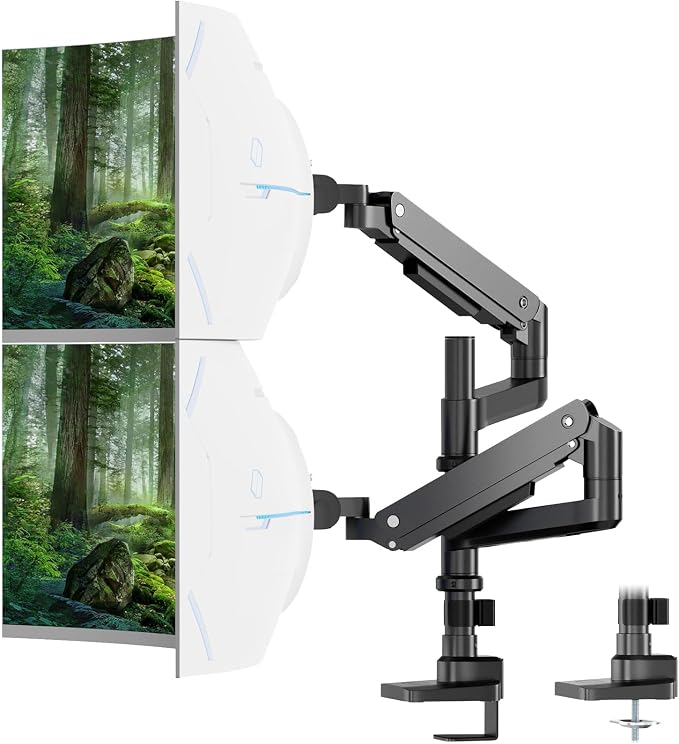 PUTORSEN 17-49 inch Premium Aluminum Heavy Duty Dual Monitor Arm for Ultrawide Screens up to 44lbs, Vertical Stacked Dual Monitor Desk Mount, Full Motion Dual Vertical Monitor Mount, VESA 75/100,Black | Stability, Adjustability, Easy Steup, Vertical, S... - Image 9