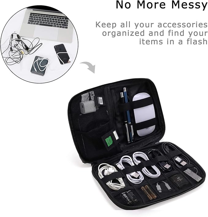 BAGSMART Travel Electronics Organizer, Phone SD Card, Men Women, Black | Travel Cord Organizer, For Travel Essentials, Cable Organizer for Phone & SD Card, For Men & Women - Image 2