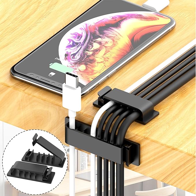 327 PCS Cable Management Kit 4 Cable Cable Sleeves,65 Cable Clips | 13Cord Holders,25 Roll Cable Organizer Straps,200 Fastening Cable Ties,20 Cable Zip Tie Mounts for Computer - Image 9