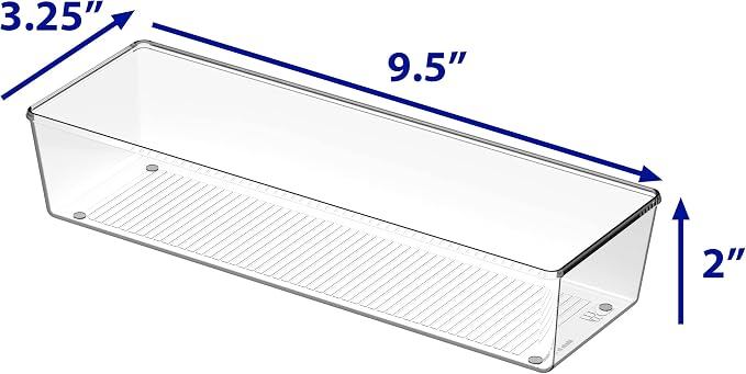 Simple Houseware Clear Drawer Organizer for Office Bin Desk Storage, 3.25"x 9.5", 4 Packs - Image 5