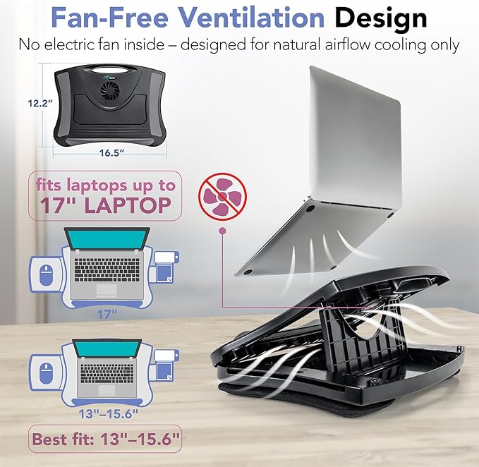 EHO Portable Lap Desk with Cushion, Detachable Mouse Pad Tray and Phone Holder, Adjustable Laptop Stand with 5 Angles, for Home, Office, Sofa, Bed - Image 5