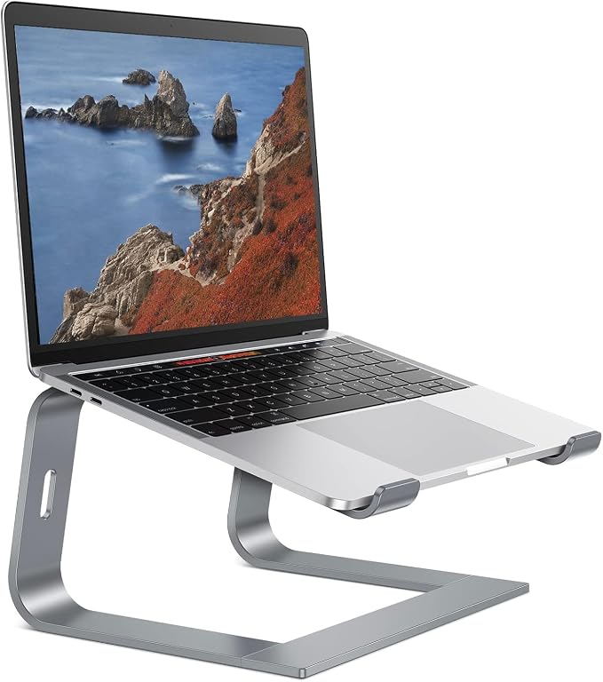 OMOTON Laptop Stand, Detachable Mount for MacBook Air/Pro Dell HP Grey | 11-17" Laptop Holder for Desk, Notebook Computer Mount, Lightweight Cooling for Desk, Ergonomic Home Office by OMOTON