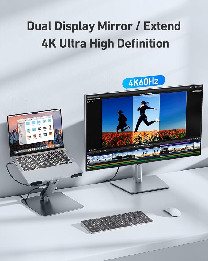 BENFEI Laptop Stand with USB C 7in1 Docking Station,HDMI 4K@60Hz,1*SD 1*Micro SD,100W Power Delivery,10Gbps 1*USB C 3.2 and 2*USB A 3.2 Compatible with MacBook Pro/Air, iPad Pro, XPS, Thinkpad - Image 4