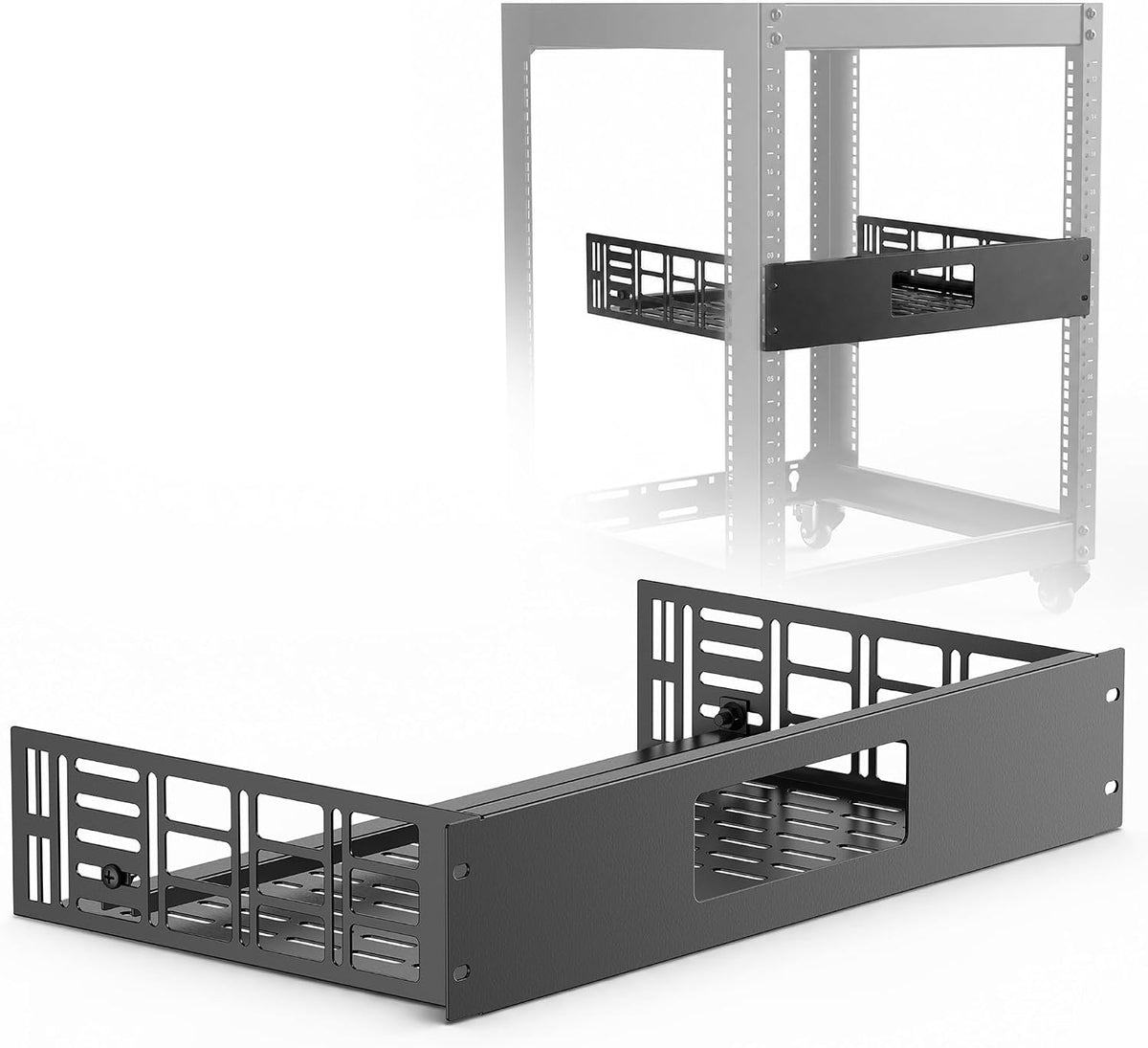 ynVISION.DESIGN 2U Rack Shelf for WiiM Amp, Amp Pro, Vibelink Amp, 3 Pack by ynVISION.DESIGN