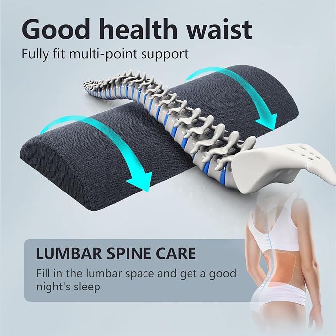 Cozyhealth - 3.15"H*23.6"L - Soft Lumbar Pillow for Sleeping, Memory Foam Back Lumbar Support Cushion for Lower Back Pain Relief Bed Waist Sleep Support Pillow for Side, Back Sleeper(Dark Grey, Large) - Image 4
