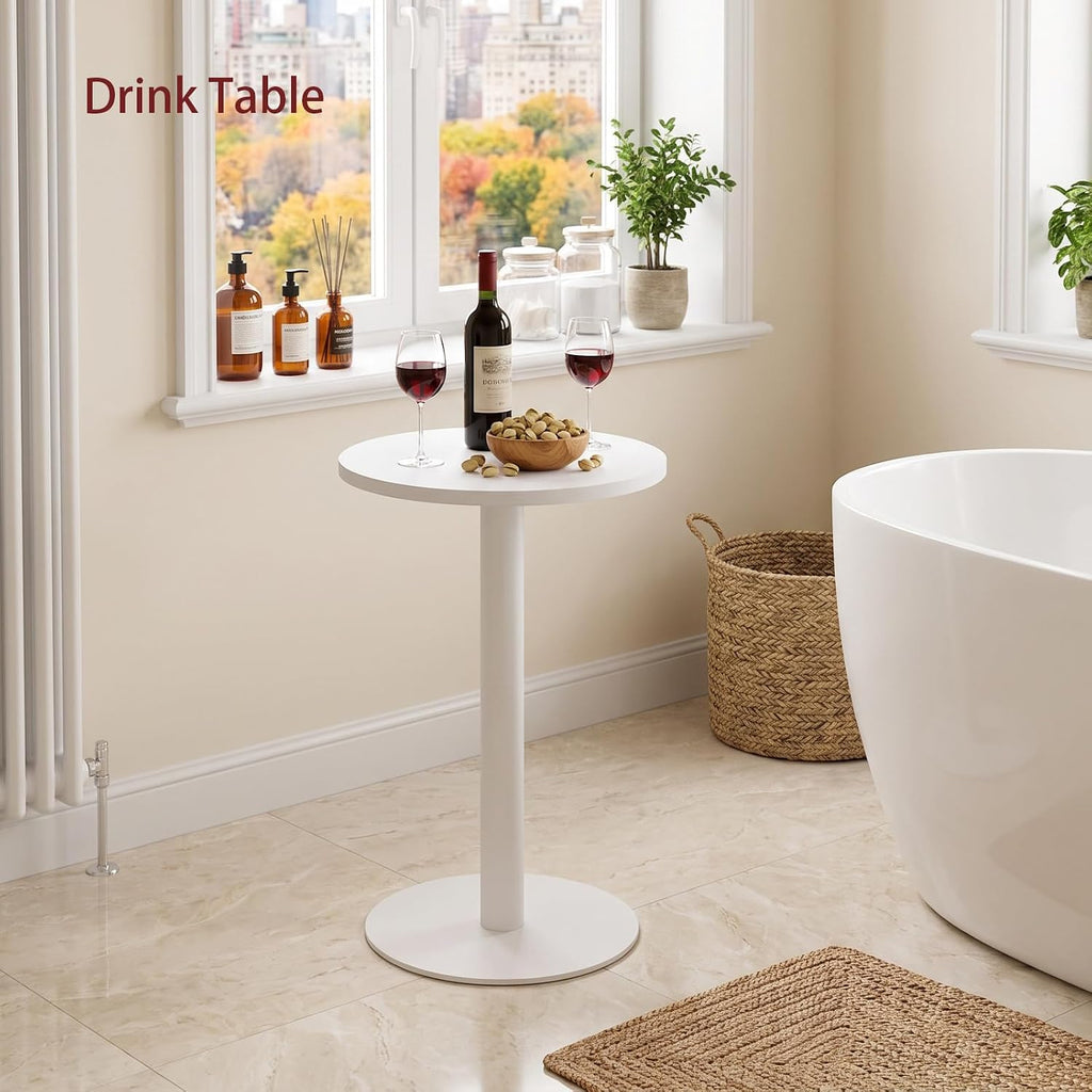 Adompacat Round Side Table, C Shapde End Table, Couch Side Table with Metal Leg, Small Snack Table for Living Room,Bedroom, Small Spaces - White - Image 2