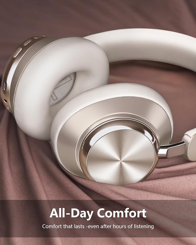 Wentronic Y03 Bluetooth Headphones Wireless Active Noise Cancelling Over Ear Headphones 48 Hours Playtime High Sound Quality 6 EQ Music Mode Headphones with Soft Ear Cushion - Starlight - Image 3