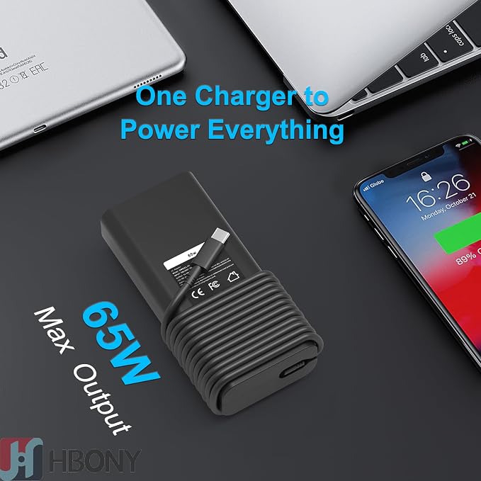 HBONY 65W USB Type C Charger Compatible with Dell Laptop Latitude 5540 5440 7440 5450 e5430 5430 5530 7430 3450 5550 5350 7450 5420 7420 5520 e5440 Power Cord, XPS 13 Computer AC Adapter - Image 7