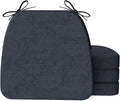 AAAAAcessories D-Shaped Chair Cushions, 2" Thick Dining Chair Pads with Ties and Removable, Machine-Washable Cover, 17" x 16", Set of 4, Charcoal Gray by AAAAAcessories