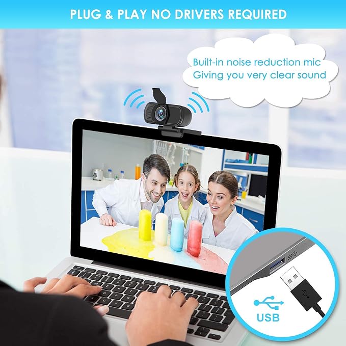 XPCAM HD 1080p Webcam with Microphone,USB Web Camera for Computer PC Laptop | PC Webcam with Cover/Tripod,110°FOV Wide Angle,Plug&Play Streaming Computer Camera for Laptop Mac Zoom,Teams,Twitch Gaming - Image 6