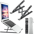 Leeboom Laptop Stand for Desk, Adjustable Foldable Aluminum Riser, Black | Supports most 10-15.6 inch laptops and tablets with adjustable height and angle for improved comfort by Leeboom