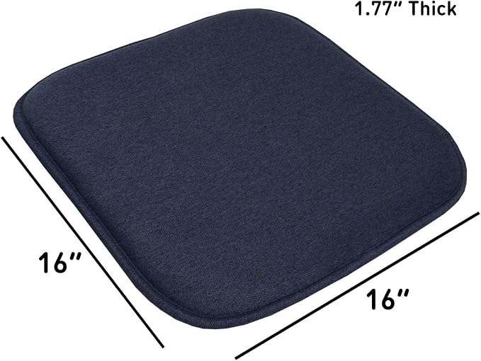Sweet Home Collection Chair Cushion Memory Foam Pads Honeycomb Pattern Slip Non Skid Rubber Back Rounded Square 16" x 16" Seat Cover, 4 Pack, Charlotte Navy - Image 4