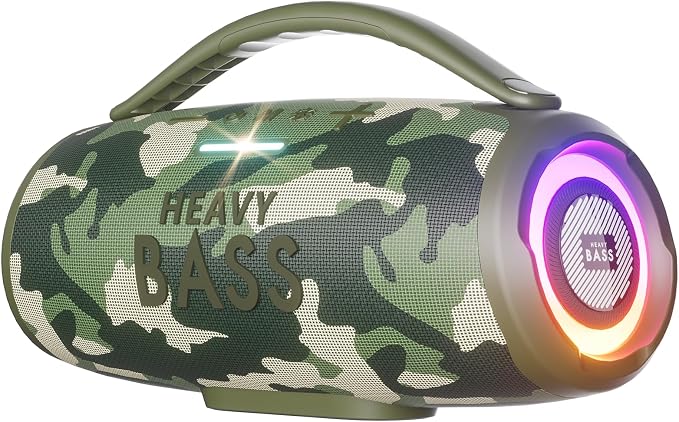 HEAVY BASS Speakers Bluetooth Wireless, 80W Max Loud Portable Speaker with Deep Bass, 20H Playtime, IPX6 Waterproof, Dual Pairing, Perfect for Home,Party,Travel,Outdoors by Unknown