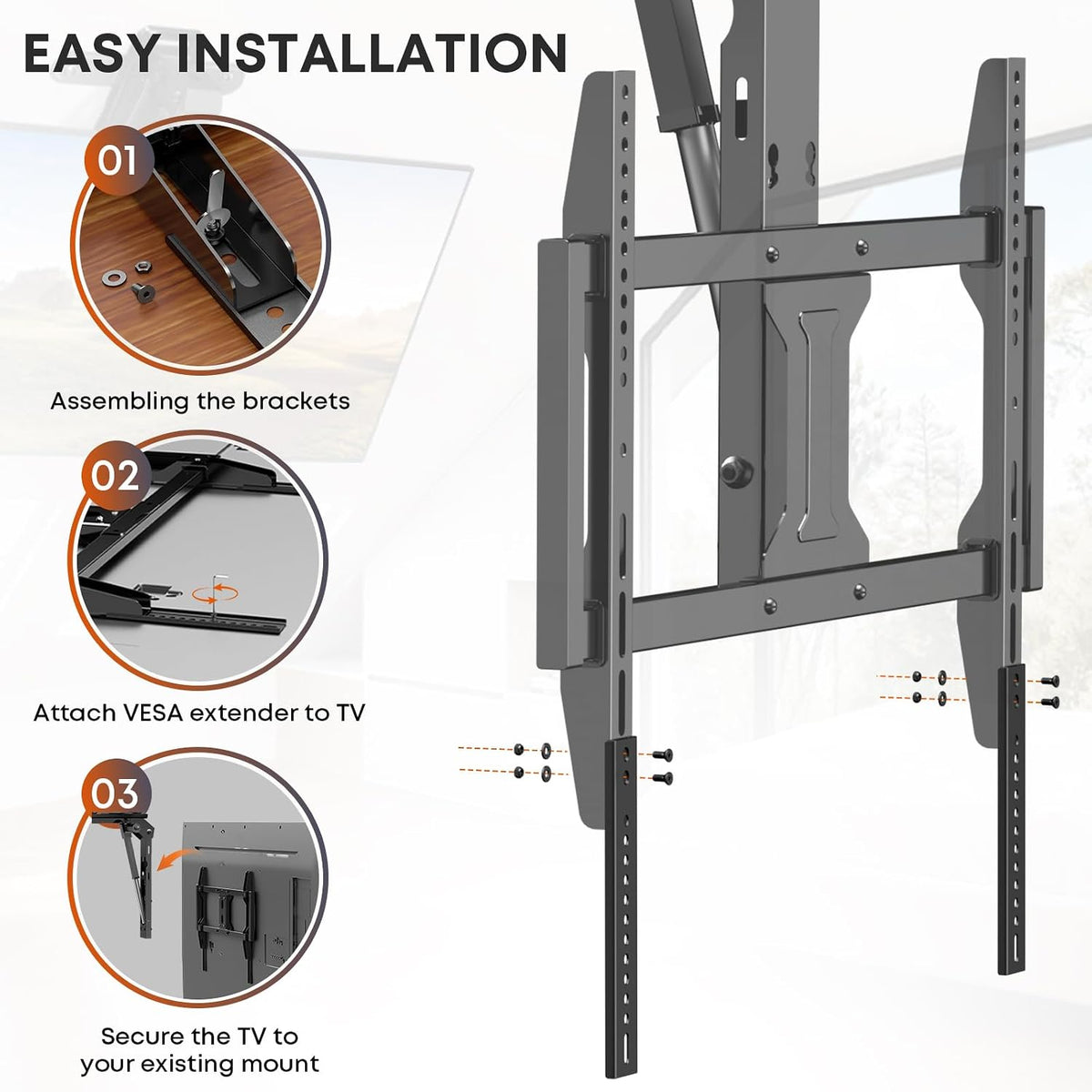 Vertical VESA Extender Plate Bracket Kit, Up to 8.36" Downward Extension - Image 5