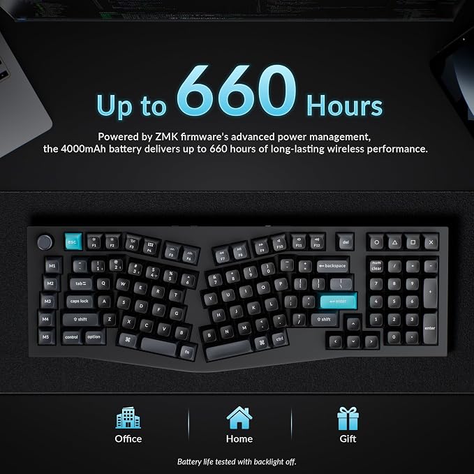 Keychron Q13 Ultra 8K Wireless Mechanical Keyboard, 96% Alice Ergonomic Layout with Numpad, Full Aluminum Custom Keyboard, ZMK, 8000Hz Polling Rate, Hot-Swappable RGB for Mac Windows Linux - Image 7