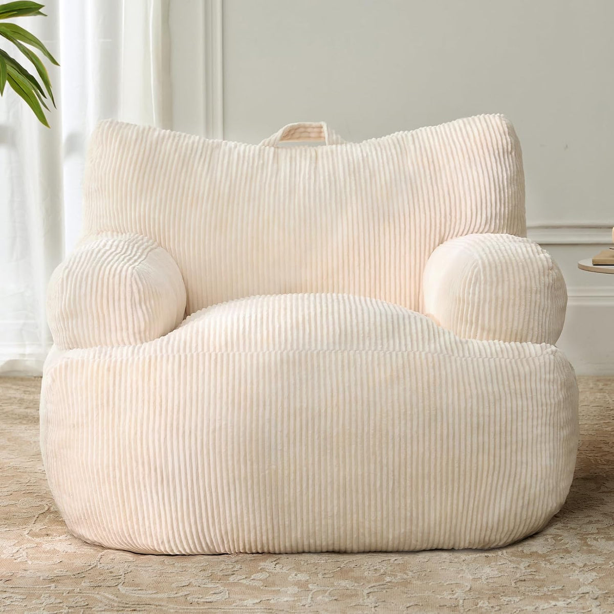HUGHEAVEN Bean Bag Chair for Adults & Teens, Comfy Bean Bag Sofa, Beige, - Image 7