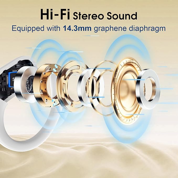Wireless Earbuds 75H Bluetooth 5.4 Sport Headphones with Earhooks, White | IPX7 Waterproof In-ear Buds Feature ENC Noise Cancelling Mic & Deep Bass. Stereo Sound Device for Gym Running Workout - Image 4