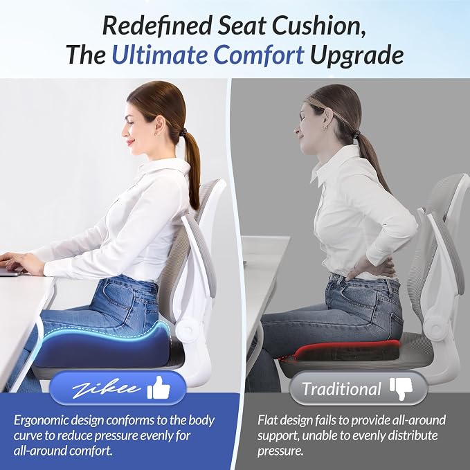 Contoured Ergonomic Seat Cushion for Effective Pain Relief, Non-Slip | Office Chair Cushion for Sciatica, Back, Tailbone Pain Relief, High-Density Memory Foam Car Seat Cushion for Sitting Comfort - Image 6