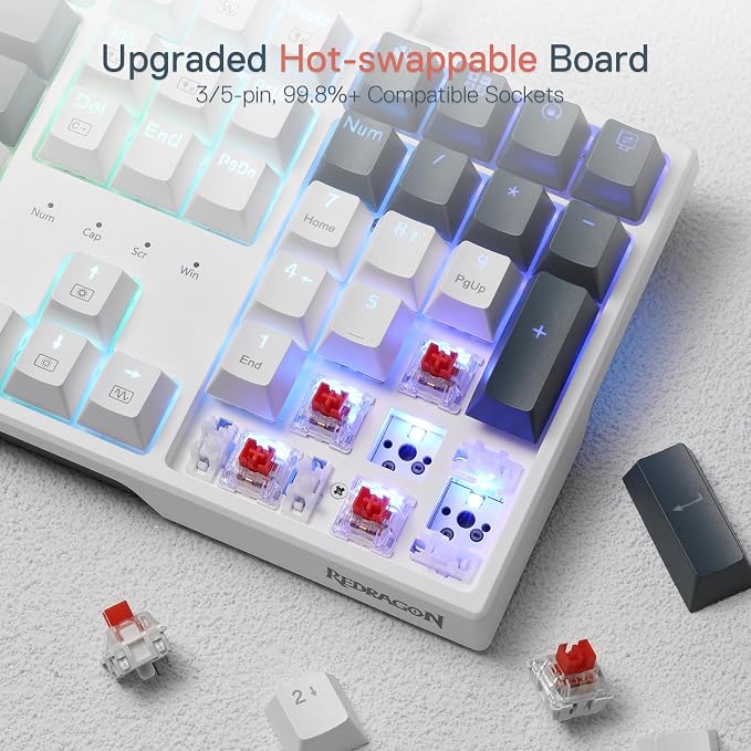 Redragon K668 108-Key Hot-Swap Wired RGB Gaming Keyboard, Extra 4 Hotkeys | Dedicated Shortcut Keys for Mute, Calc & Desktop, Cushioned Noise Dampening for Creamy Thocky Sound, Swap-Ready, PRO Software - Image 5