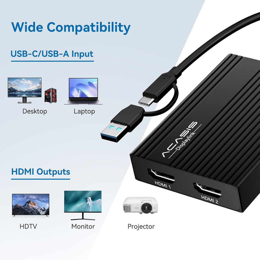 ACASIS USB C to Dual HDMI DisplayLink Adapter for Mac M1/M2/M3/M4/Windows - Image 8
